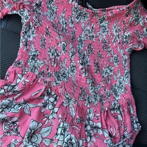 long Floral Pink Off-Shoulder Dress